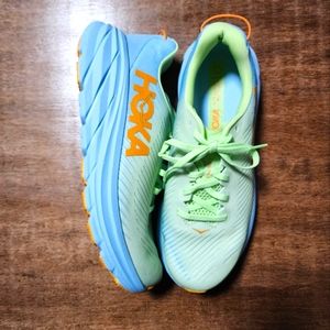 New Hoka Rincon 3 Lightweight Sneakers, Blue/Green/Orange, 9.5D